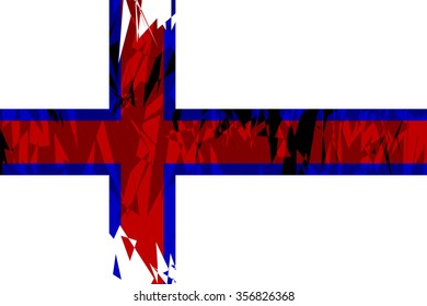 Flag of Faroe Islands in grunge style. Vector illustration.