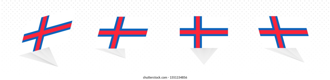 Flag of Faroe Islands in modern abstract design, vector flag set.