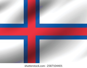 Flag of Faroe Islands. Faroe Islands flag official colors and proportion digital vector illustration. Waving flag.