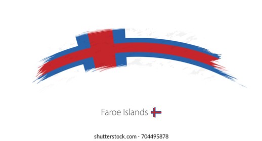 Flag of Faroe Islands in rounded grunge brush stroke. Vector illustration.