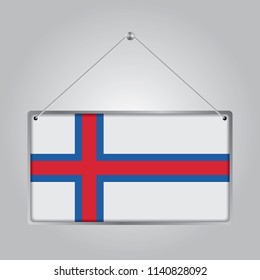 Flag of Faroe Islands. The symbol of the state in the pennant hanging on the rope, rectangle hanging. Vector Illustration EPS10.