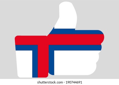 The flag of Faroe Islands in a Thumbs Up Icon