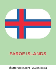 Flag of Faroe Islands, Faroe Islands flag vector illustration, Faroe Islands flag in rounded corner, Button style Faroe Islands flag.