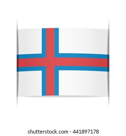 Flag of the Faroe Islands. Vector illustration of a stylized flag. The slit in the paper with shadows. Element for infographics.