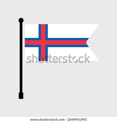 Flag of Faroe Islands. Faroe Islands flag vector illustration icon design. Flagpole flag icon.