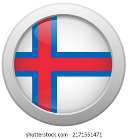 Flag of Faroes in a circle, national colors, vector illustration