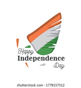 flag feather detailed style icon design, happy india independence day and august 15th theme Vector illustration