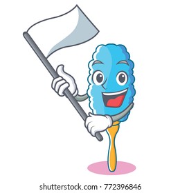 With flag feather duster character cartoon