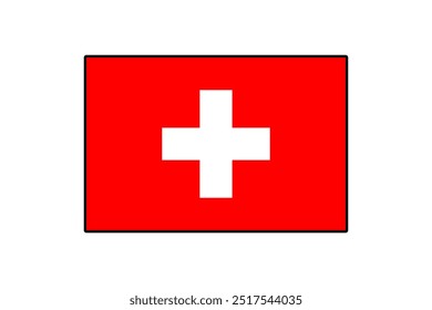 The flag features a bold red background with a prominent white cross at the center. It symbolizes Switzerland and represents its identity, culture, and neutrality.