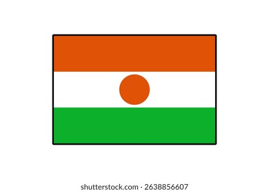 The flag features horizontal stripes of orange, white, and green, with an orange circle at the center, representing the nation of Niger, its culture, and identity.