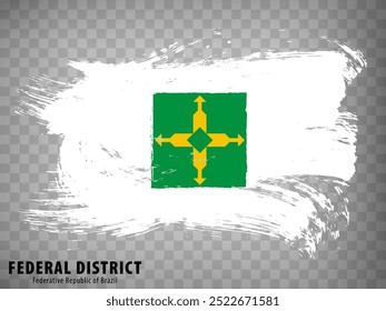 Flag of Federal District from brush strokes. Federal Republic of Brazil. Waving Flag Federal District of Brazil on transparent background for your web site design, app, UI. Brazil. EPS10.