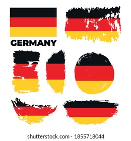 Flag of Federal Republic of Germany, brush stroke background. Vector illustration