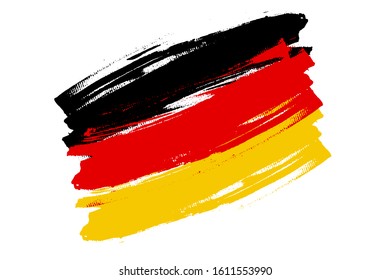 Flag of Federal Republic of Germany. Germany's tricolor brash concept. Horizontal vector Illustration isolated on white background.  