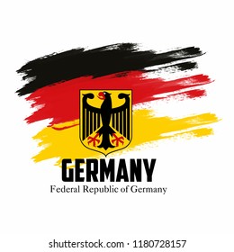 Flag of Federal Republic of Germany,  National flag concept with  brush stroke background.