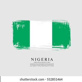 Flag of Federal Republic of Nigeria, brush stroke background