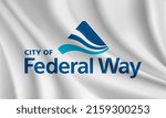 Flag of Federal Way, Washington, USA. Realistic waving flag of Federal Way vector background.