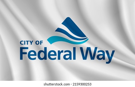 Flag of Federal Way, Washington, USA. Realistic waving flag of Federal Way vector background.