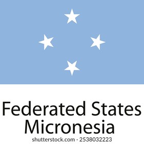 The flag of Federated States of Micronesia is a blue field with four white five-pointed stars arranged in a diamond pattern.