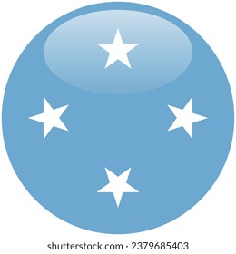 Bandera de los Estados Federados de Micronesia. Icono de indicador de botón. Color estándar. Indicador de icono de círculo. 3 quinquies ilustración. Ilustración del equipo. Ilustración digital. Ilustración vectorial.