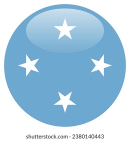 Bandera de los Estados Federados de Micronesia. Icono de indicador de botón. Color estándar. Indicador de icono de círculo. 3 quinquies ilustración. Ilustración del equipo. Ilustración digital. Ilustración vectorial.