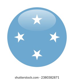 Flag of Federated States of Micronesia. Button flag icon. Standard color. Circle icon flag. 3d illustration. Computer illustration. Digital illustration. Vector illustration.