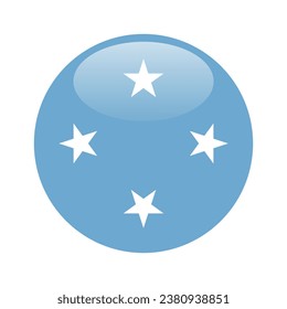 Flag of Federated States of Micronesia. Button flag icon. Standard color. Circle icon flag. 3d illustration. Computer illustration. Digital illustration. Vector illustration.