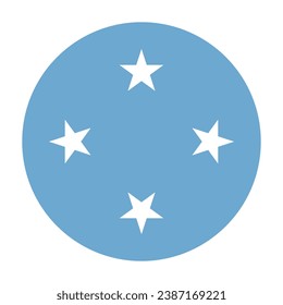 Bandera de los Estados Federados de Micronesia. Icono de indicador de botón. Color estándar. Indicador de icono de círculo. Ilustración del equipo. Ilustración digital. Ilustración vectorial.