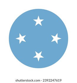 Flagge der Föderierten Staaten von Mikronesien. Button-Flag-Symbol. Standardfarbe. Circle Icon Flag. Computergrafik. Digitale Illustration. Vektorgrafik.
