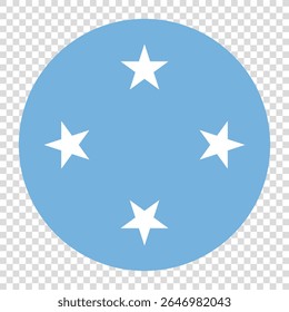 Bandeira da Micronésia. Micronésia círculo bandeira ícone do logotipo do computador vetor ilustração design. Fundo de tabuleiro de xadrez transparente.