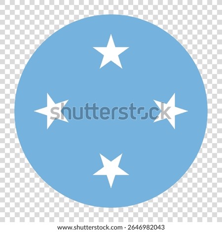 Flag of Federated States of Micronesia. Micronesia circle flag logo icon computer vector illustration design. Transparent checkerboard background.