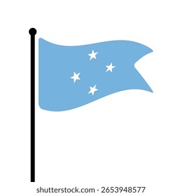 Flag of the Federated States of Micronesia. Micronesia flag computer digital vector illustration icon design. Fluttering flagpole flag.