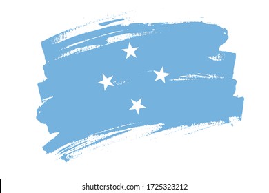 Flag of the Federated States of Micronesia.  Micronesia or FSM banner brush concept. Horizontal vector Illustration isolated on white background. 