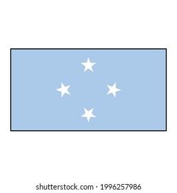 Flag of Federated States of Micronesia (FSM) Vector Rectangle ​Icon Button for Oceania Concepts.