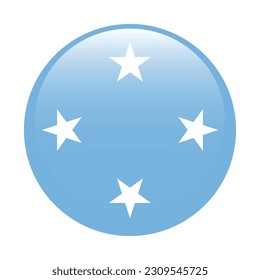 Flag of the Federated States of Micronesia. Flag icon. Standard color. Round flag. 3d illustration. Computer illustration. Digital illustration. Vector illustration.