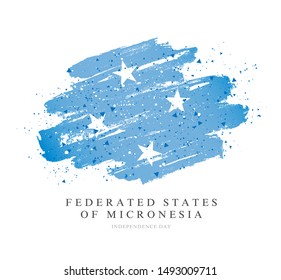 Flag Federated States of Micronesia. Vector illustration on a white background. Brush strokes are drawn by hand. Independence Day.