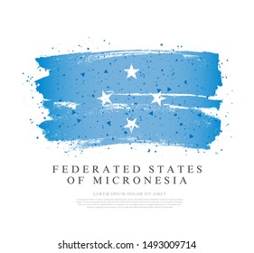 Flag Federated States of Micronesia. Vector illustration on a white background. Brush strokes are drawn by hand. Independence Day.