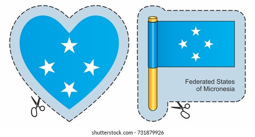 Flag of the Federated States of Micronesia. Vector cut sign here, isolated on white. Can be used for design, stickers, souvenirs.