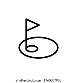 Indicador, icono de línea de concepto de campo. Ilustración de elemento simple. Bandera, diseño de símbolo de contorno de campo del juego de golf. Se puede usar para web y móvil