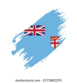 Flag of Fiji Brush Stroke Style Vector