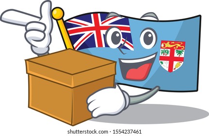 flag fiji cartoon with bring box with the shape