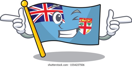 flag fiji cartoon wink with the shape