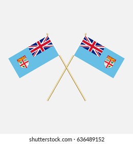 Flag of Fiji with flagpole. Vector illustration.
