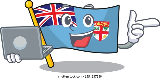 flag fiji isolated in the with bring laptop mascot