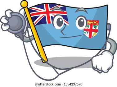 Flag Fiji Isolated In The Doctor Mascot