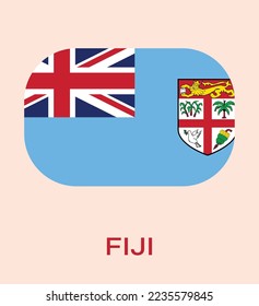Flag of Fiji, Fiji flag vector illustration, Fiji flag in rounded corner, Button style Fiji flag.