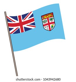 Flag of Fiji , Fiji flag waving isolated vector illustration