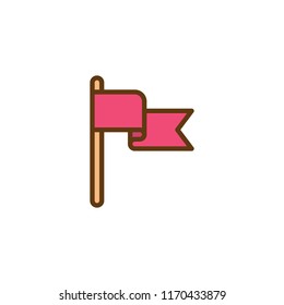 Flag filled outline icon, line vector sign, linear colorful pictogram isolated on white. Red waving flag symbol, logo illustration. Pixel perfect vector graphics