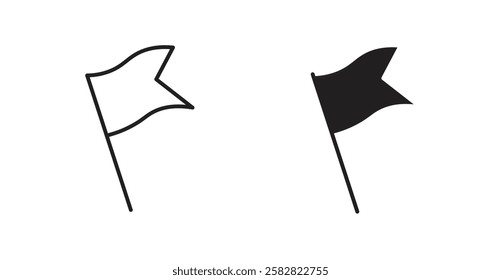 Flag filled and outlined icons vectors on white background