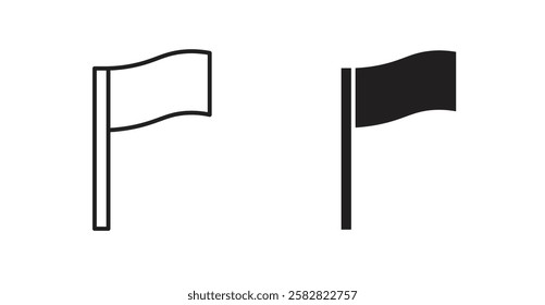 Flag filled and outlined icons vectors on white background