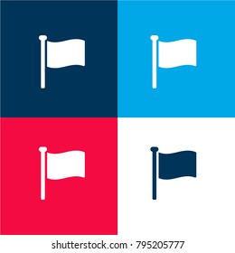 Flag filled shape four color material and minimal icon logo set in red and blue